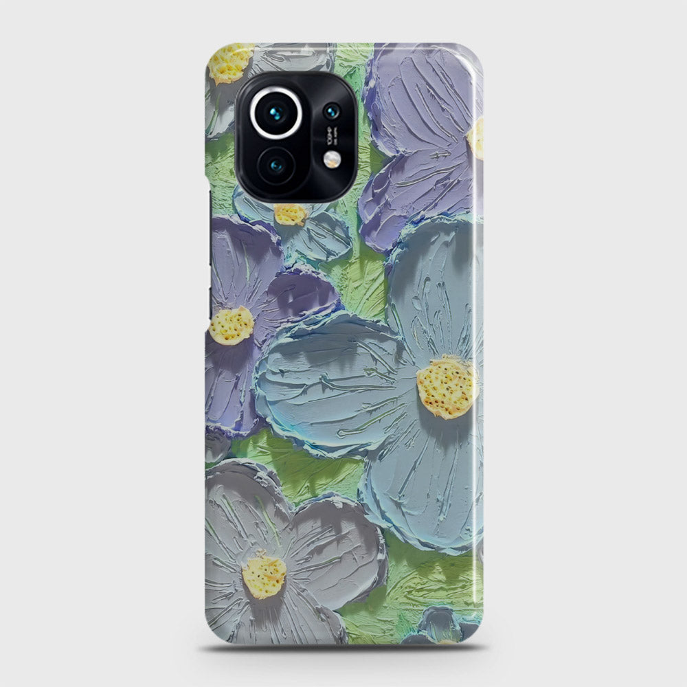 Xiaomi Mi 11 Cover - Floral Series - Design 1 - Purple & Aqua - Matte Finish - Snap On Hard Case with LifeTime Colors Guarantee