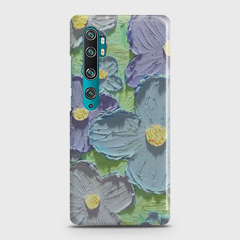 Xiaomi Mi Note 10 Cover - Floral Series - Design 1 - Purple & Aqua - Matte Finish - Snap On Hard Case with LifeTime Colors Guarantee