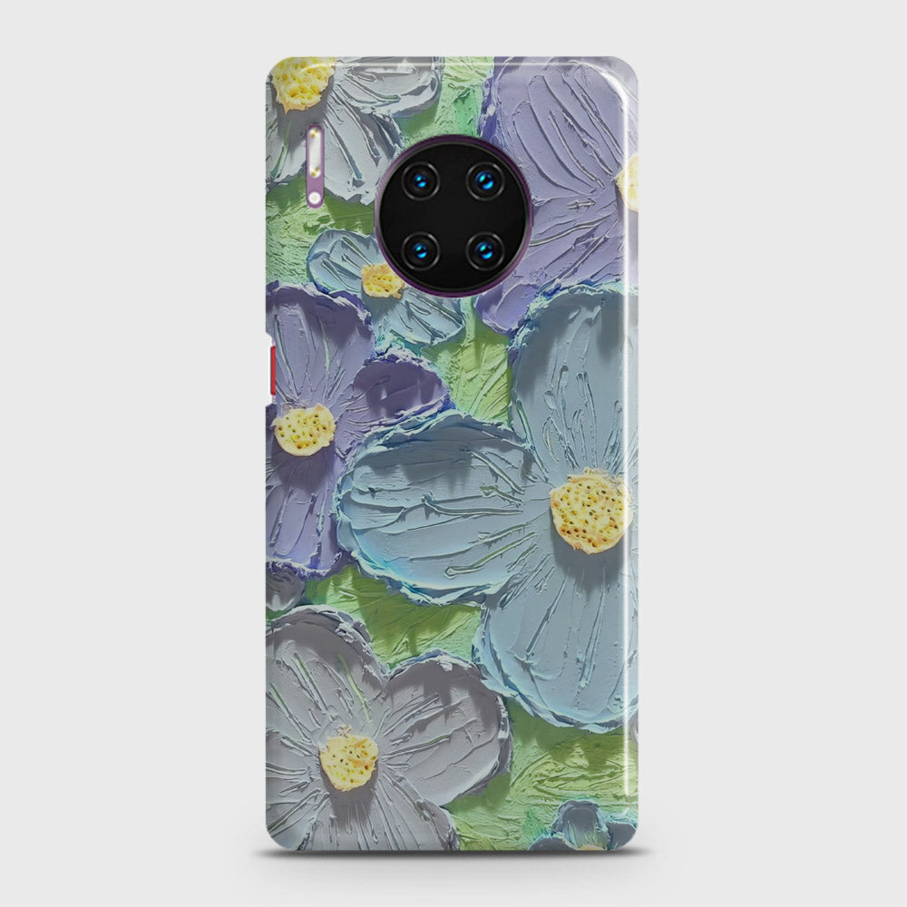 Huawei Mate 30 Pro Cover - Floral Series - Design 1 - Purple & Aqua - Matte Finish - Snap On Hard Case with LifeTime Colors Guarantee