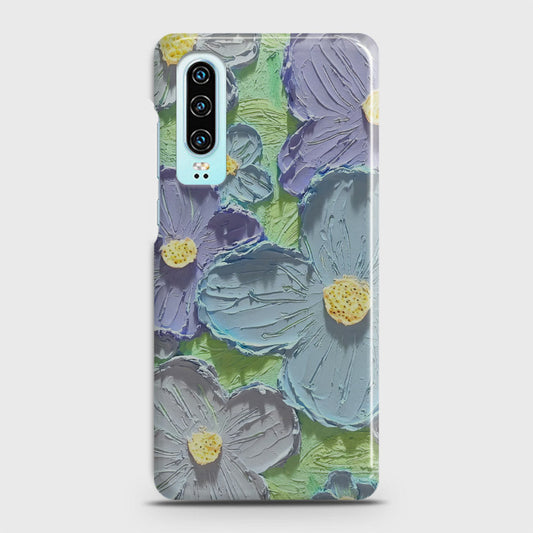 Huawei P30 Cover - Floral Series - Design 1 - Purple & Aqua - Matte Finish - Snap On Hard Case with LifeTime Colors Guarantee