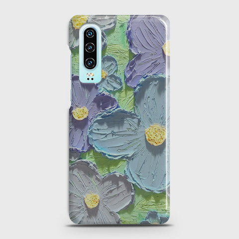 Huawei P30 Cover - Floral Series - Design 1 - Purple & Aqua - Matte Finish - Snap On Hard Case with LifeTime Colors Guarantee