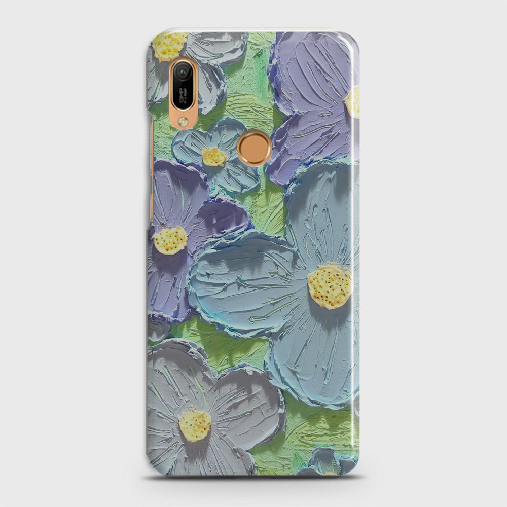 Huawei Y6 Prime 2019 Cover - Floral Series - Design 1 - Purple & Aqua - Matte Finish - Snap On Hard Case with LifeTime Colors Guarantee