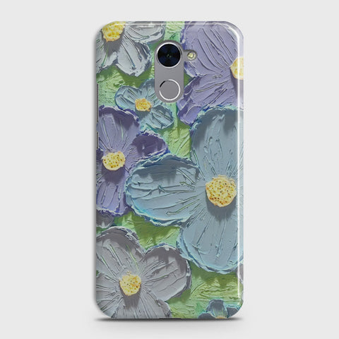 Huawei Y7 Prime  Cover - Floral Series - Design 1 - Purple & Aqua - Matte Finish - Snap On Hard Case with LifeTime Colors Guarantee