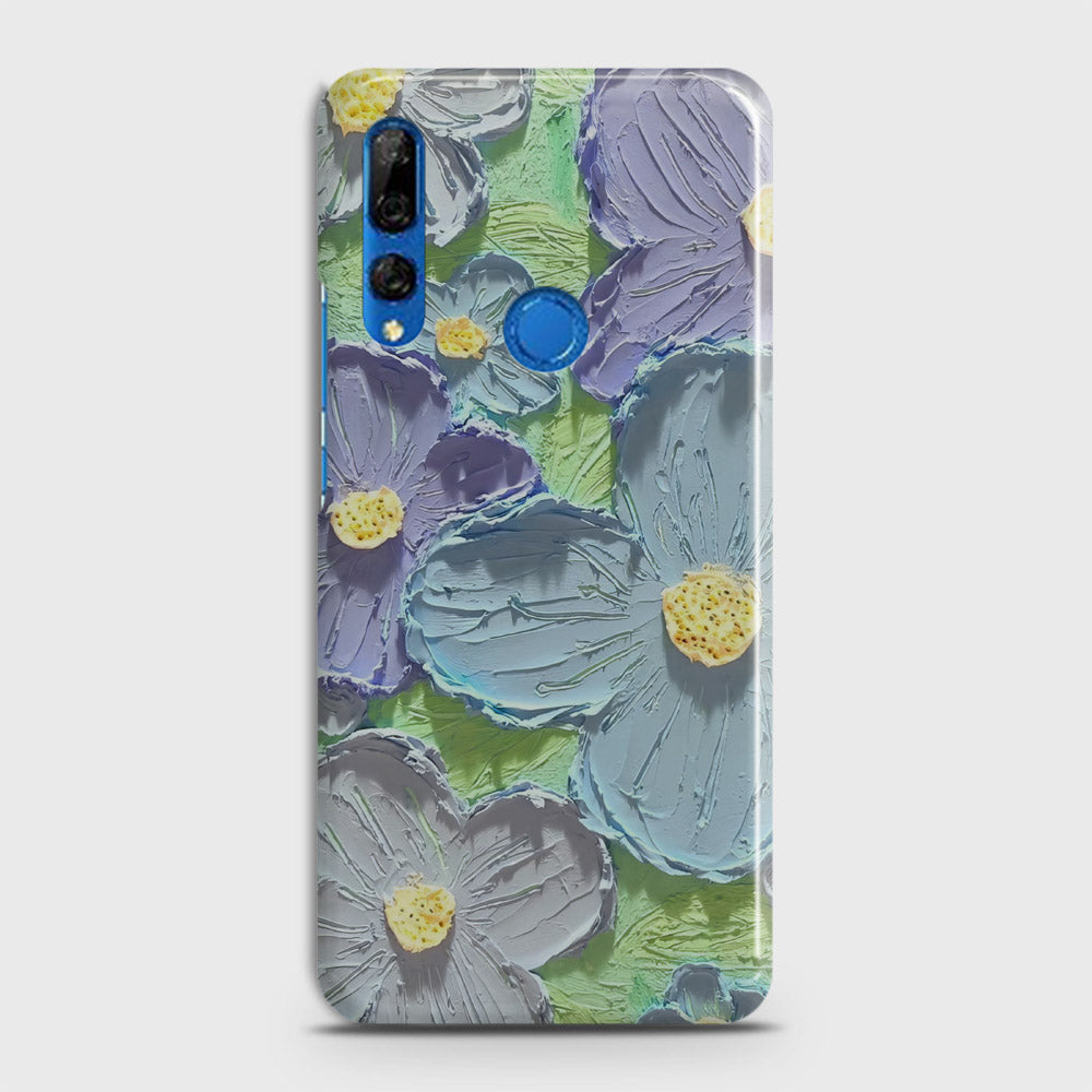 Huawei Y9 Prime 2019 Cover - Floral Series - Design 1 - Purple & Aqua - Matte Finish - Snap On Hard Case with LifeTime Colors Guarantee