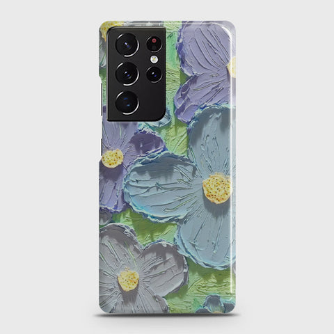 Samsung Galaxy S21 Ultra 5G Cover - Floral Series - Design 1 - Purple & Aqua - Matte Finish - Snap On Hard Case with LifeTime Colors Guarantee