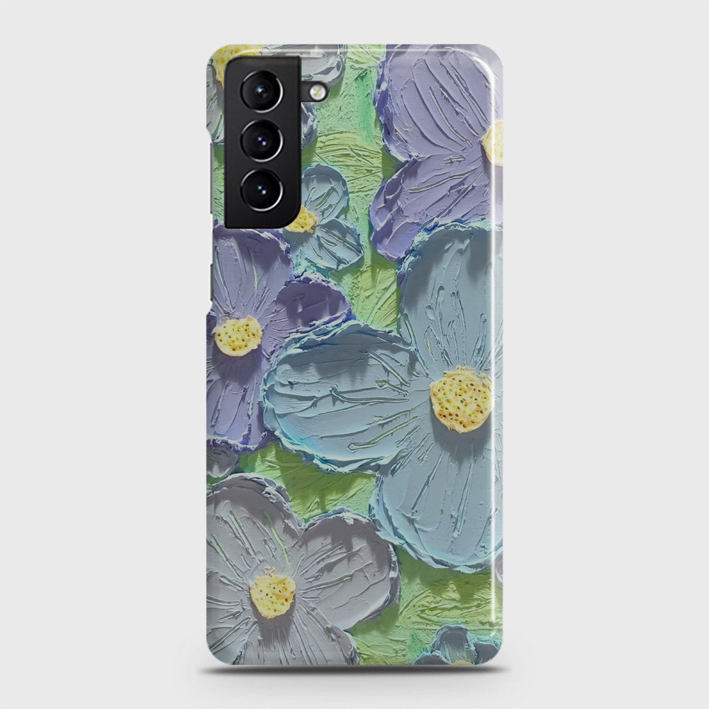 Samsung Galaxy S21 Plus 5G Cover - Floral Series - Design 1 - Purple & Aqua - Matte Finish - Snap On Hard Case with LifeTime Colors Guarantee