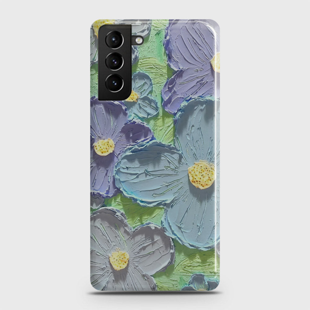 Samsung Galaxy S21 5G Cover - Floral Series - Design 1 - Purple & Aqua - Matte Finish - Snap On Hard Case with LifeTime Colors Guarantee