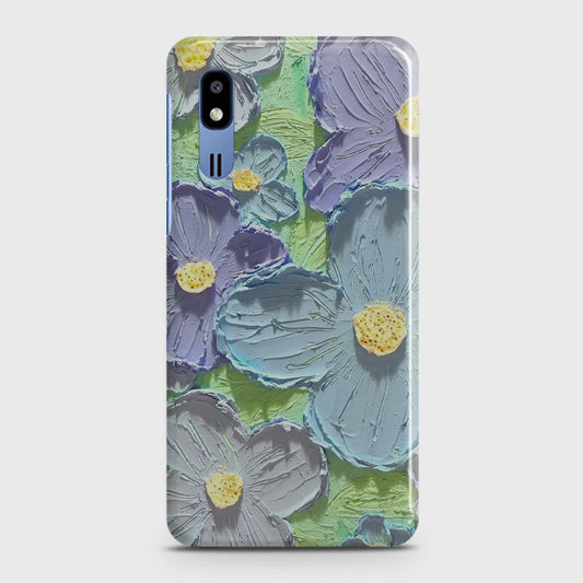 Samsung Galaxy A2 Core Cover - Floral Series - Design 1 - Purple & Aqua - Matte Finish - Snap On Hard Case with LifeTime Colors Guarantee