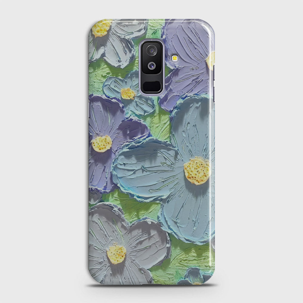 Samsung Galaxy A6 Plus 2018 Cover - Floral Series - Design 1 - Purple & Aqua - Matte Finish - Snap On Hard Case with LifeTime Colors Guarantee