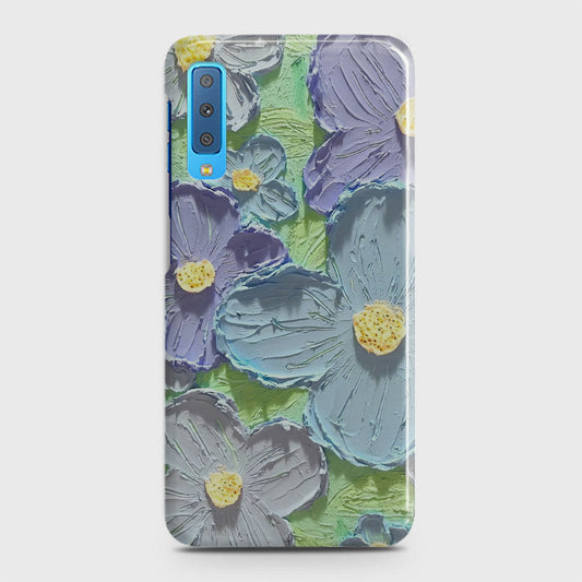 Samsung Galaxy A7 2018 Cover - Floral Series - Design 1 - Purple & Aqua - Matte Finish - Snap On Hard Case with LifeTime Colors Guarantee