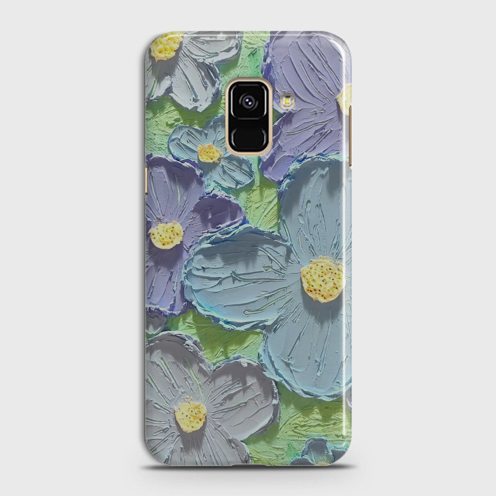 Samsung Galaxy A8 2018 Cover - Floral Series - Design 1 - Purple & Aqua - Matte Finish - Snap On Hard Case with LifeTime Colors Guarantee