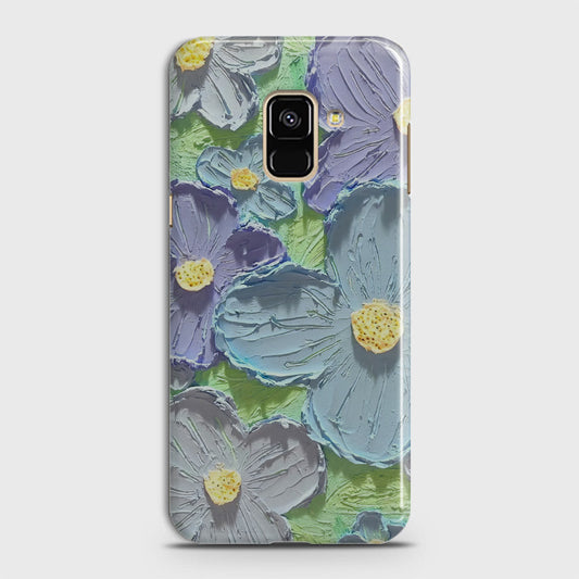 Samsung Galaxy A8 Plus 2018 Cover - Floral Series - Design 1 - Purple & Aqua - Matte Finish - Snap On Hard Case with LifeTime Colors Guarantee