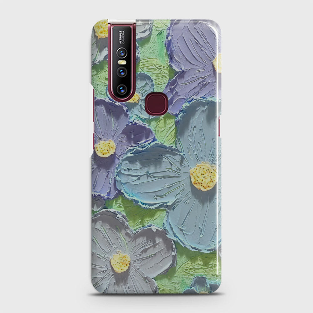 Vivo V15 Cover - Floral Series - Design 1 - Purple & Aqua - Matte Finish - Snap On Hard Case with LifeTime Colors Guarantee