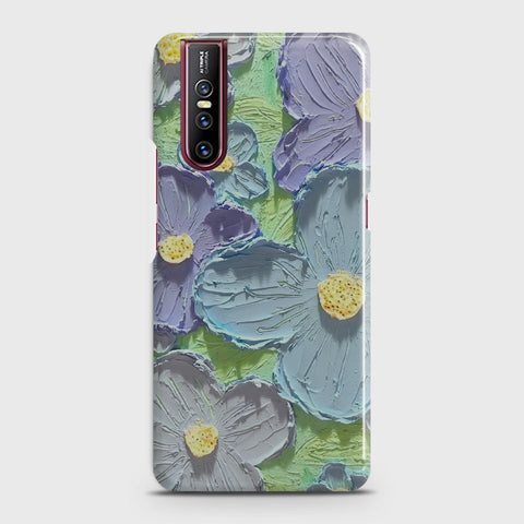 Vivo V15 Pro Cover - Floral Series - Design 1 - Purple & Aqua - Matte Finish - Snap On Hard Case with LifeTime Colors Guarantee