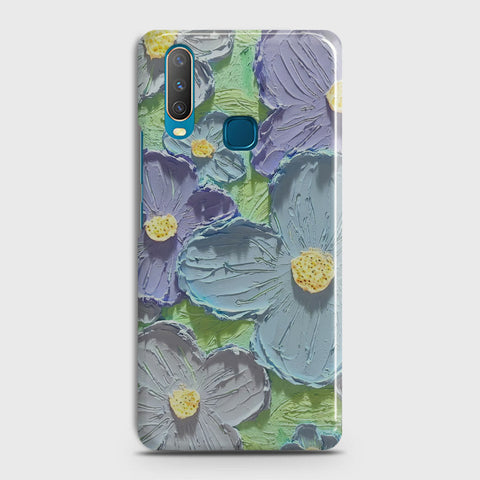 Vivo Y17 Cover - Floral Series - Design 1 - Purple & Aqua - Matte Finish - Snap On Hard Case with LifeTime Colors Guarantee