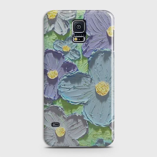 Samsung Galaxy S5 Cover - Floral Series - Design 1 - Purple & Aqua - Matte Finish - Snap On Hard Case with LifeTime Colors Guarantee