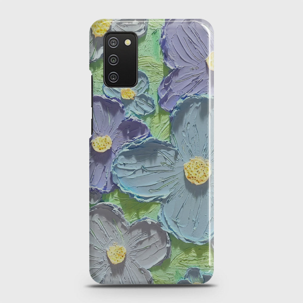 Samsung Galaxy A02s Cover - Floral Series - Design 1 - Purple & Aqua - Matte Finish - Snap On Hard Case with LifeTime Colors Guarantee