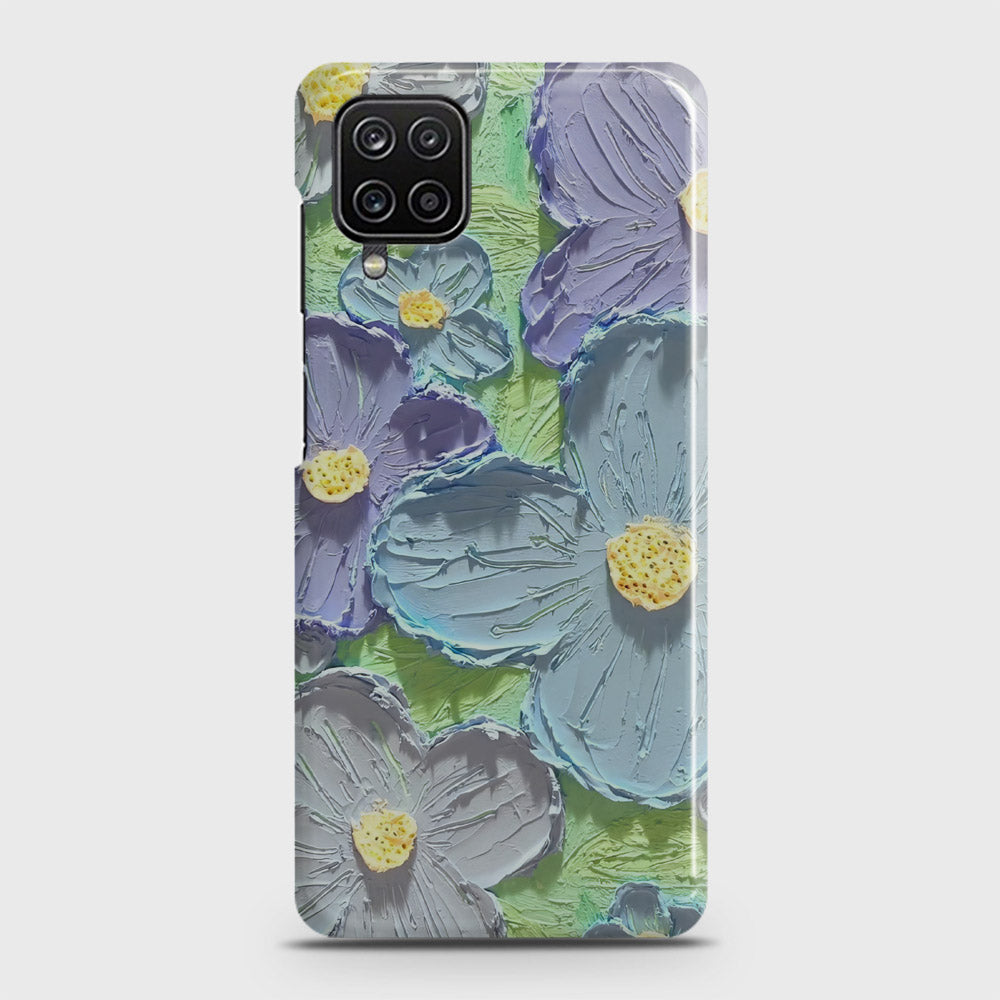 Samsung Galaxy A12 Cover - Floral Series - Design 1 - Purple & Aqua - Matte Finish - Snap On Hard Case with LifeTime Colors Guarantee