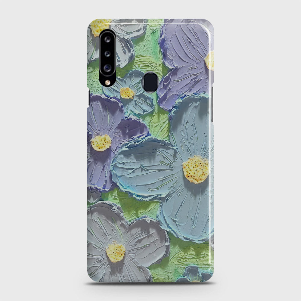 Samsung Galaxy A20s Cover - Floral Series - Design 1 - Purple & Aqua - Matte Finish - Snap On Hard Case with LifeTime Colors Guarantee