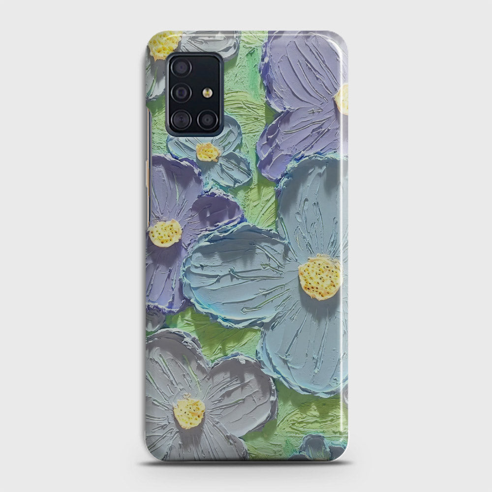 Samsung Galaxy A51 Cover - Floral Series - Design 1 - Purple & Aqua - Matte Finish - Snap On Hard Case with LifeTime Colors Guarantee (Fast Delivery)