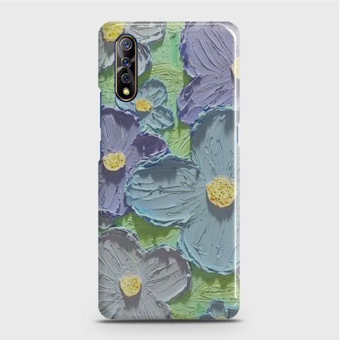 Vivo S1 Cover - Floral Series - Design 1 - Purple & Aqua - Matte Finish - Snap On Hard Case with LifeTime Colors Guarantee