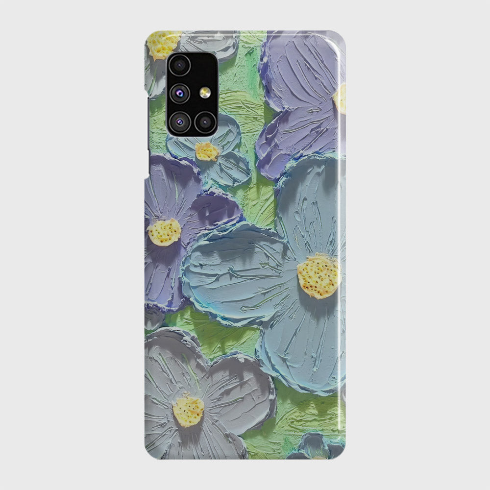 Samsung Galaxy M51 Cover - Floral Series - Design 1 - Purple & Aqua - Matte Finish - Snap On Hard Case with LifeTime Colors Guarantee (Fast-Delivery)