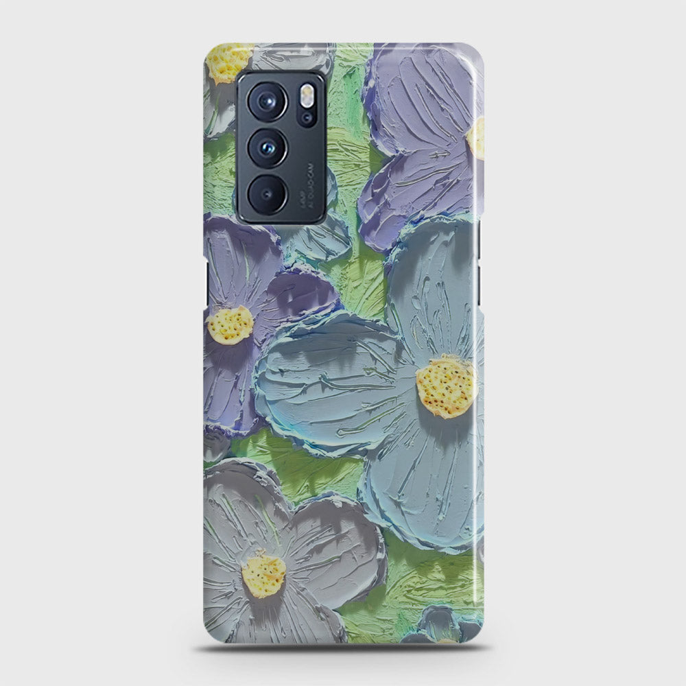 Oppo Reno 6 Pro 5G Cover - Floral Series - Design 1 - Purple & Aqua - Matte Finish - Snap On Hard Case with LifeTime Colors Guarantee