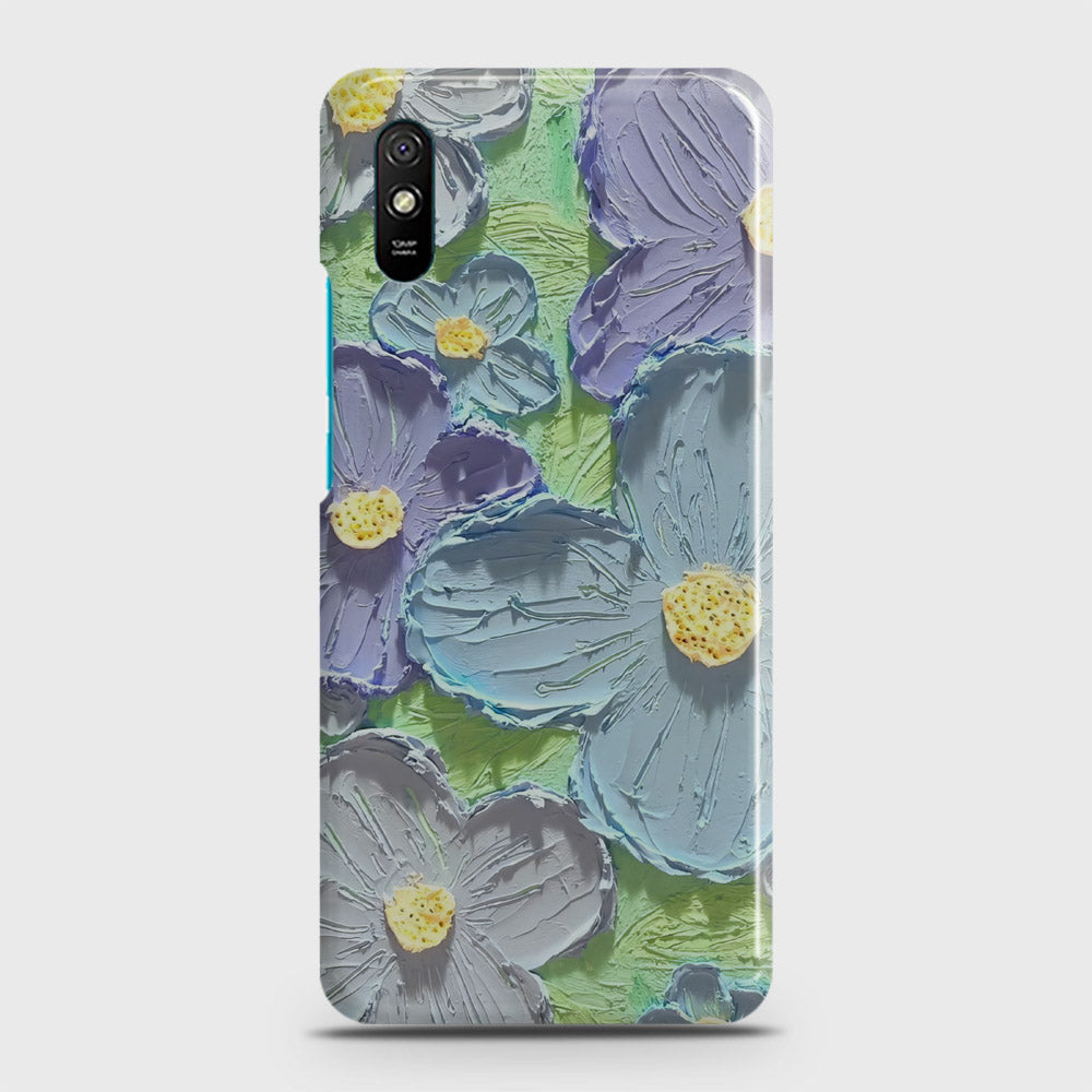 Xiaomi Redmi 9A Cover - Floral Series - Design 1 - Purple & Aqua - Matte Finish - Snap On Hard Case with LifeTime Colors Guarantee