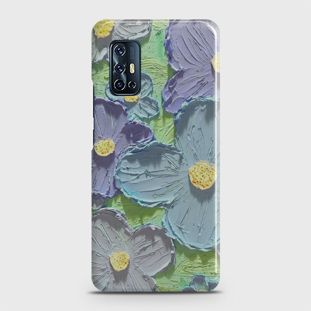 Vivo V17 Cover - Floral Series - Design 1 - Purple & Aqua - Matte Finish - Snap On Hard Case with LifeTime Colors Guarantee