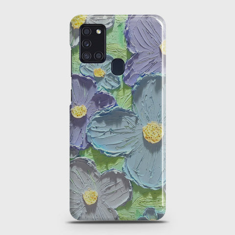 Samsung Galaxy A21s Cover - Floral Series - Design 1 - Purple & Aqua - Matte Finish - Snap On Hard Case with LifeTime Colors Guarantee