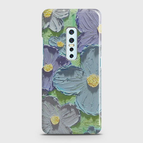 Vivo V17 Pro Cover - Floral Series - Design 1 - Purple & Aqua - Matte Finish - Snap On Hard Case with LifeTime Colors Guarantee