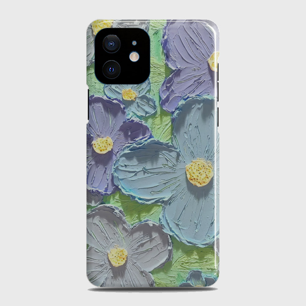 iPhone 12 Mini Cover - Floral Series - Design 1 - Purple & Aqua - Matte Finish - Snap On Hard Case with LifeTime Colors Guarantee