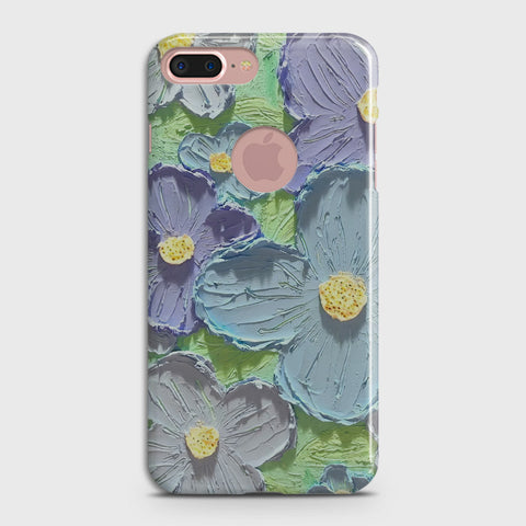 iPhone 8 / 7 Logo Cover - Floral Series - Design 1 - Purple & Aqua - Matte Finish - Snap On Hard Case with LifeTime Colors Guarantee