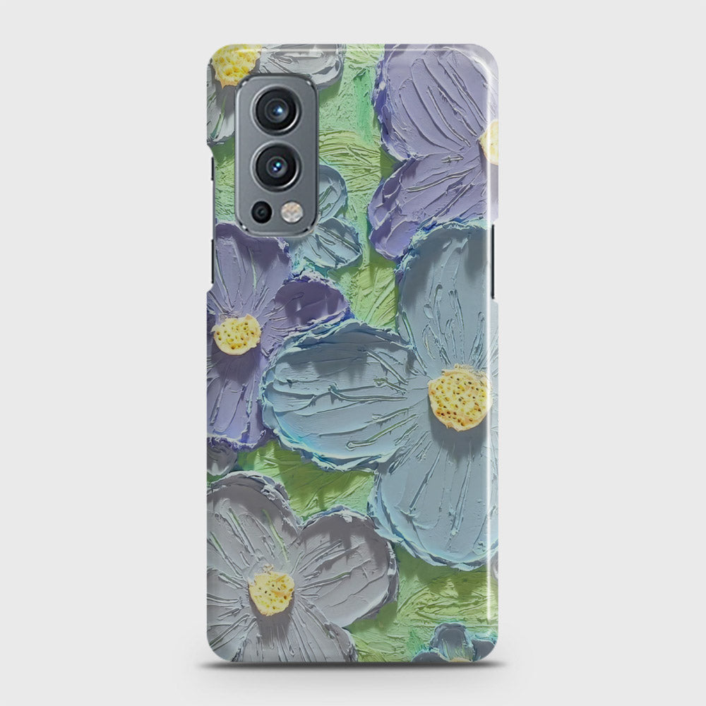 OnePlus Nord 2 Cover - Floral Series - Design 1 - Purple & Aqua - Matte Finish - Snap On Hard Case with LifeTime Colors Guarantee