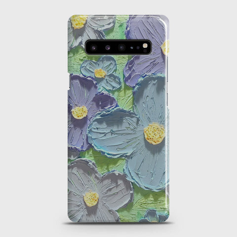 Samsung Galaxy S10 5G Cover - Floral Series - Design 1 - Purple & Aqua - Matte Finish - Snap On Hard Case with LifeTime Colors Guarantee