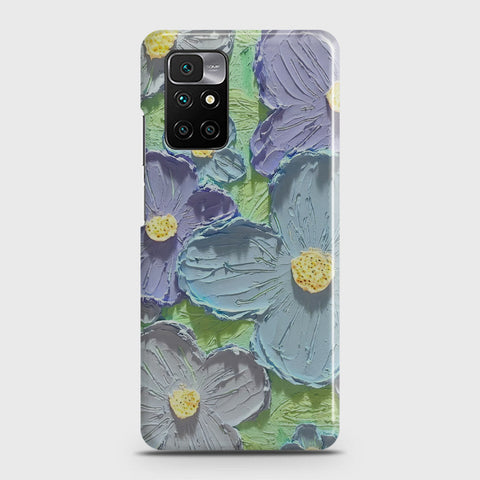 Xiaomi Redmi 10 Cover - Floral Series - Design 1 - Purple & Aqua - Matte Finish - Snap On Hard Case with LifeTime Colors Guarantee