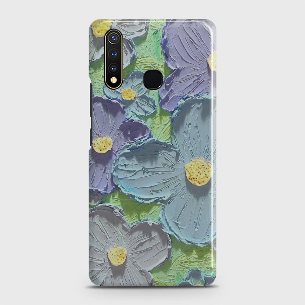 Vivo Y19 Cover - Floral Series - Design 1 - Purple & Aqua - Matte Finish - Snap On Hard Case with LifeTime Colors Guarantee