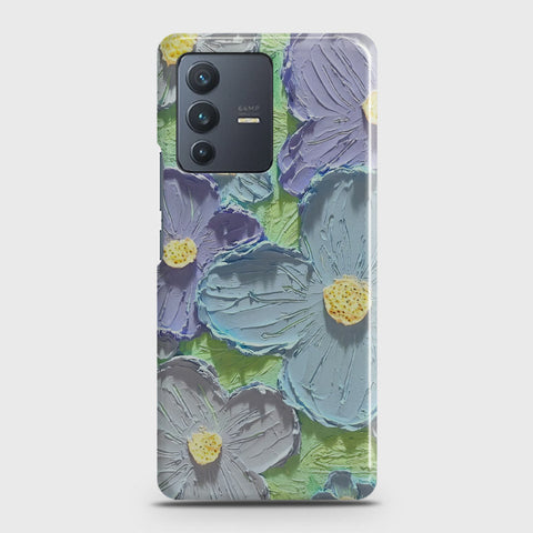 Vivo V23 5G Cover - Floral Series - Design 1 - Purple & Aqua - Matte Finish - Snap On Hard Case with LifeTime Colors Guarantee