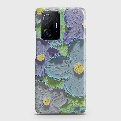 Xiaomi 11T Cover - Floral Series - Design 1 - Purple & Aqua - Matte Finish - Snap On Hard Case with LifeTime Colors Guarantee