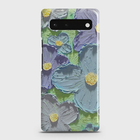 Google Pixel 6 Cover - Floral Series - Design 1 - Purple & Aqua - Matte Finish - Snap On Hard Case with LifeTime Colors Guarantee