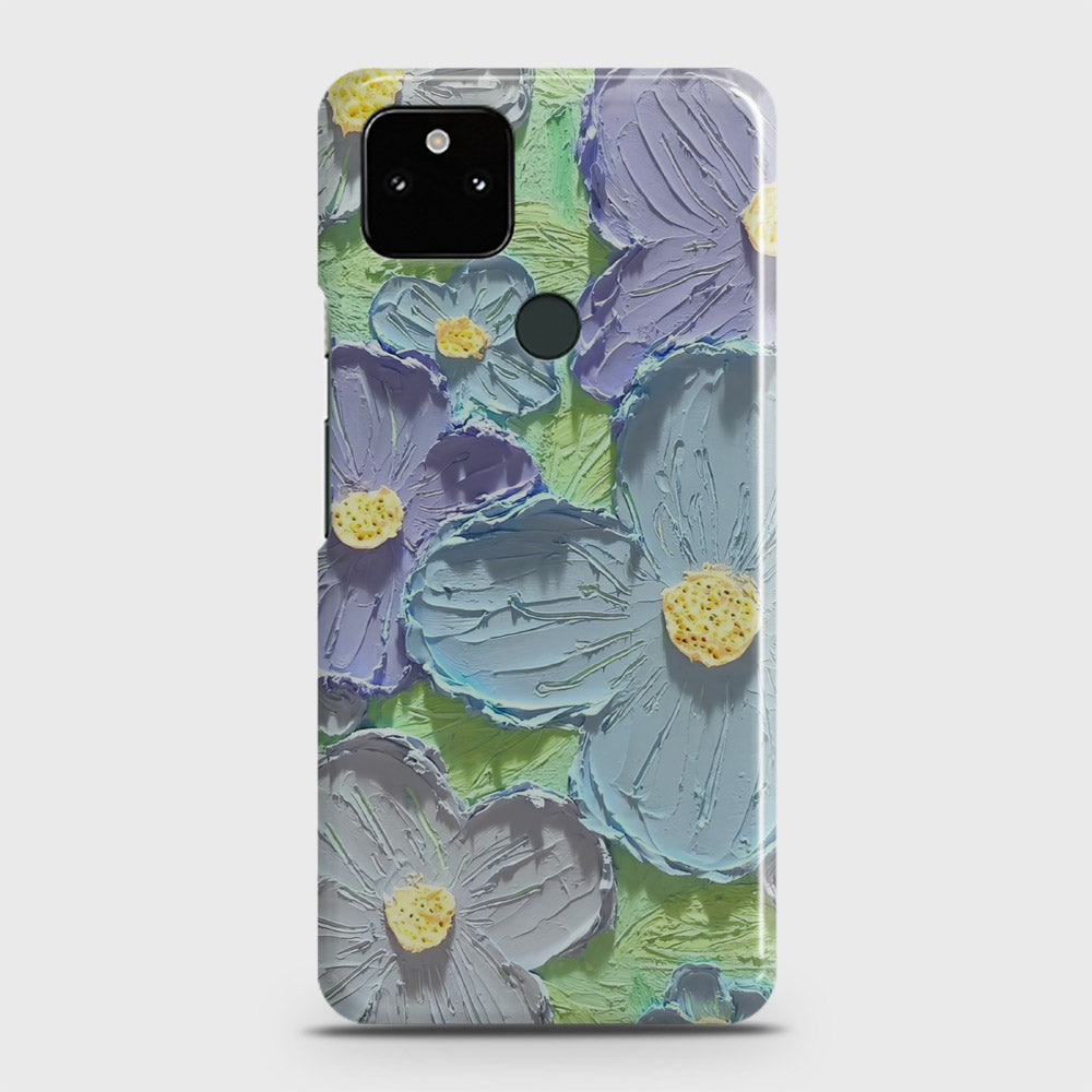 Google Pixel 5a 5G Cover - Floral Series - Design 1 - Purple & Aqua - Matte Finish - Snap On Hard Case with LifeTime Colors Guarantee