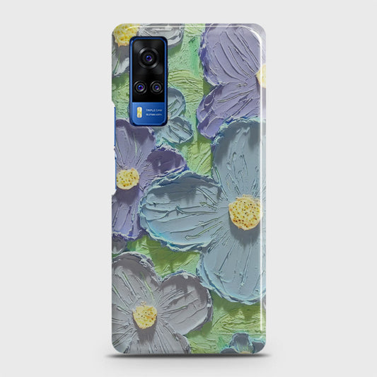 Vivo Y33  Cover - Floral Series - Design 1 - Purple & Aqua - Matte Finish - Snap On Hard Case with LifeTime Colors Guarantee