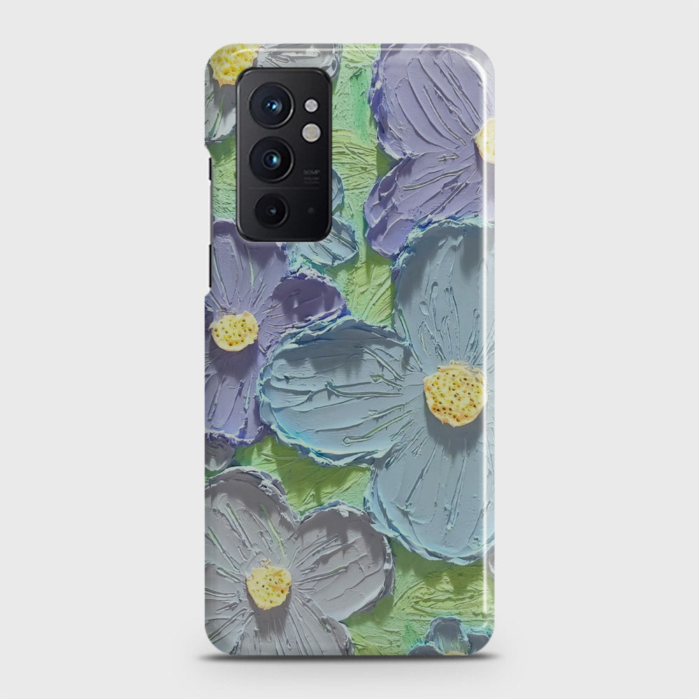 OnePlus 9RT 5G Cover - Floral Series - Design 1 - Purple & Aqua - Matte Finish - Snap On Hard Case with LifeTime Colors Guarantee