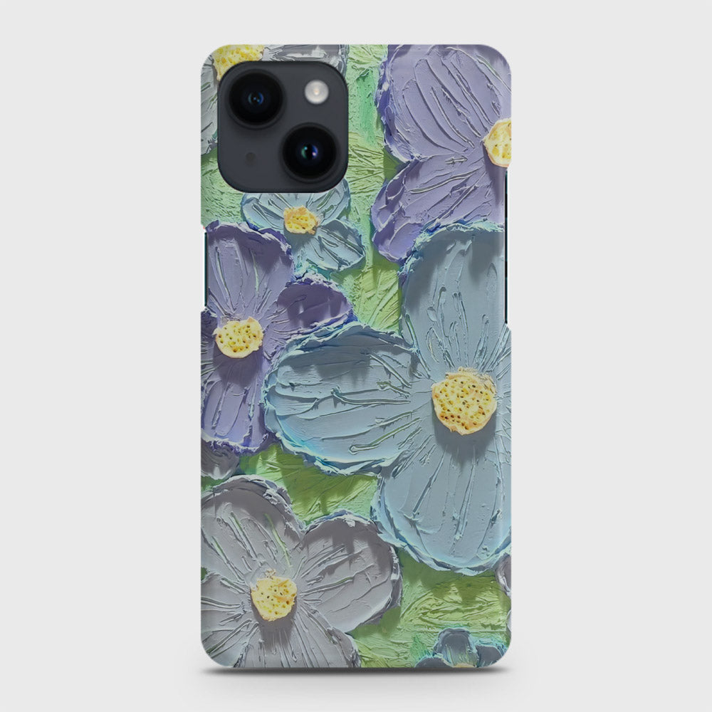 iPhone 14 Plus Cover - Floral Series - Design 1 - Purple & Aqua - Matte Finish - Snap On Hard Case with LifeTime Colors Guarantee