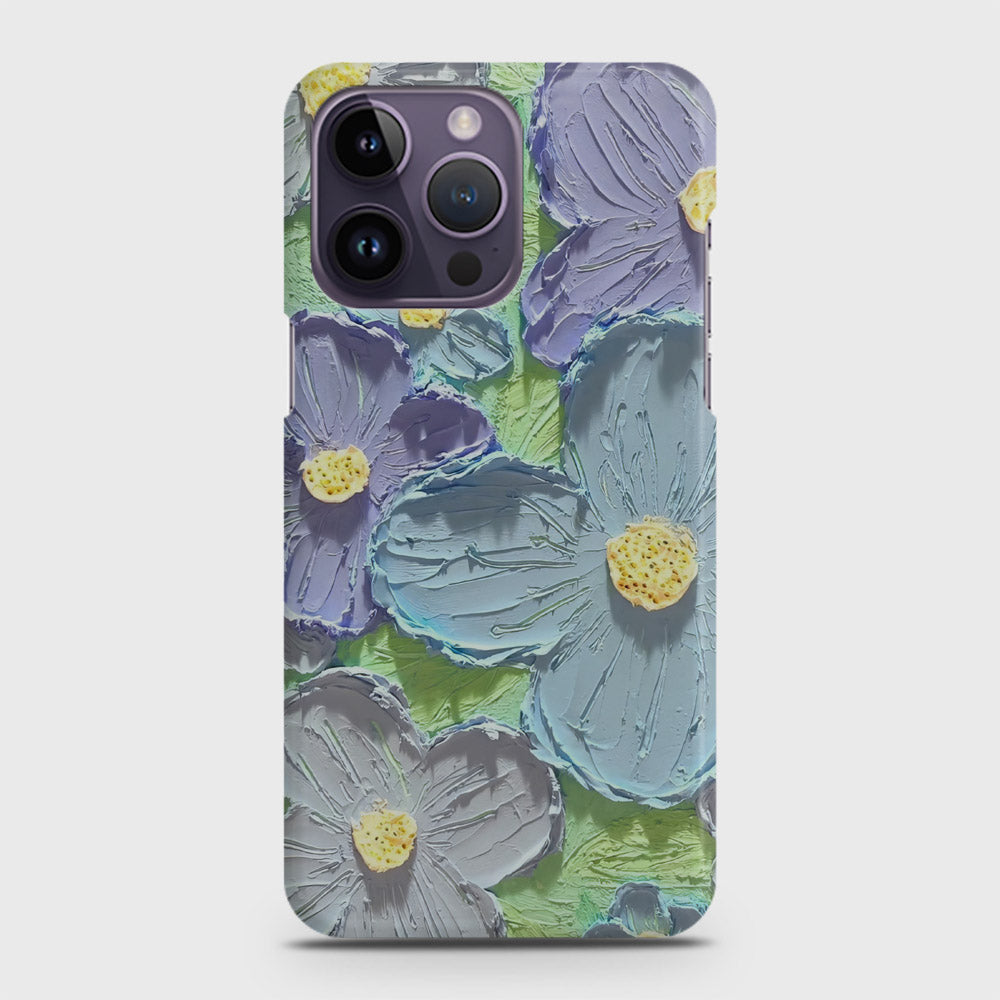 iPhone 14 Pro Cover - Floral Series - Design 1 - Purple & Aqua - Matte Finish - Snap On Hard Case with LifeTime Colors Guarantee