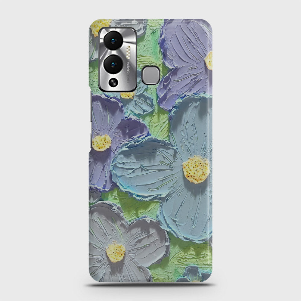 Infinix Hot 12 Play Cover - Floral Series - Design 1 - Purple & Aqua - Matte Finish - Snap On Hard Case with LifeTime Colors Guarantee