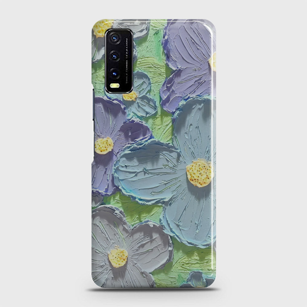 Vivo Y20T  Cover - Floral Series - Design 1 - Purple & Aqua - Matte Finish - Snap On Hard Case with LifeTime Colors Guarantee