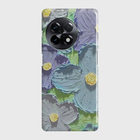 OnePlus 11R Cover - Floral Series - Design 1 - Purple & Aqua - Matte Finish - Snap On Hard Case with LifeTime Colors Guarantee