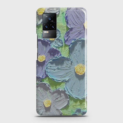 Vivo V21e  Cover - Floral Series - Design 1 - Purple & Aqua - Matte Finish - Snap On Hard Case with LifeTime Colors Guarantee