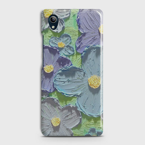 Vivo Y1s  Cover - Floral Series - Design 1 - Purple & Aqua - Matte Finish - Snap On Hard Case with LifeTime Colors Guarantee